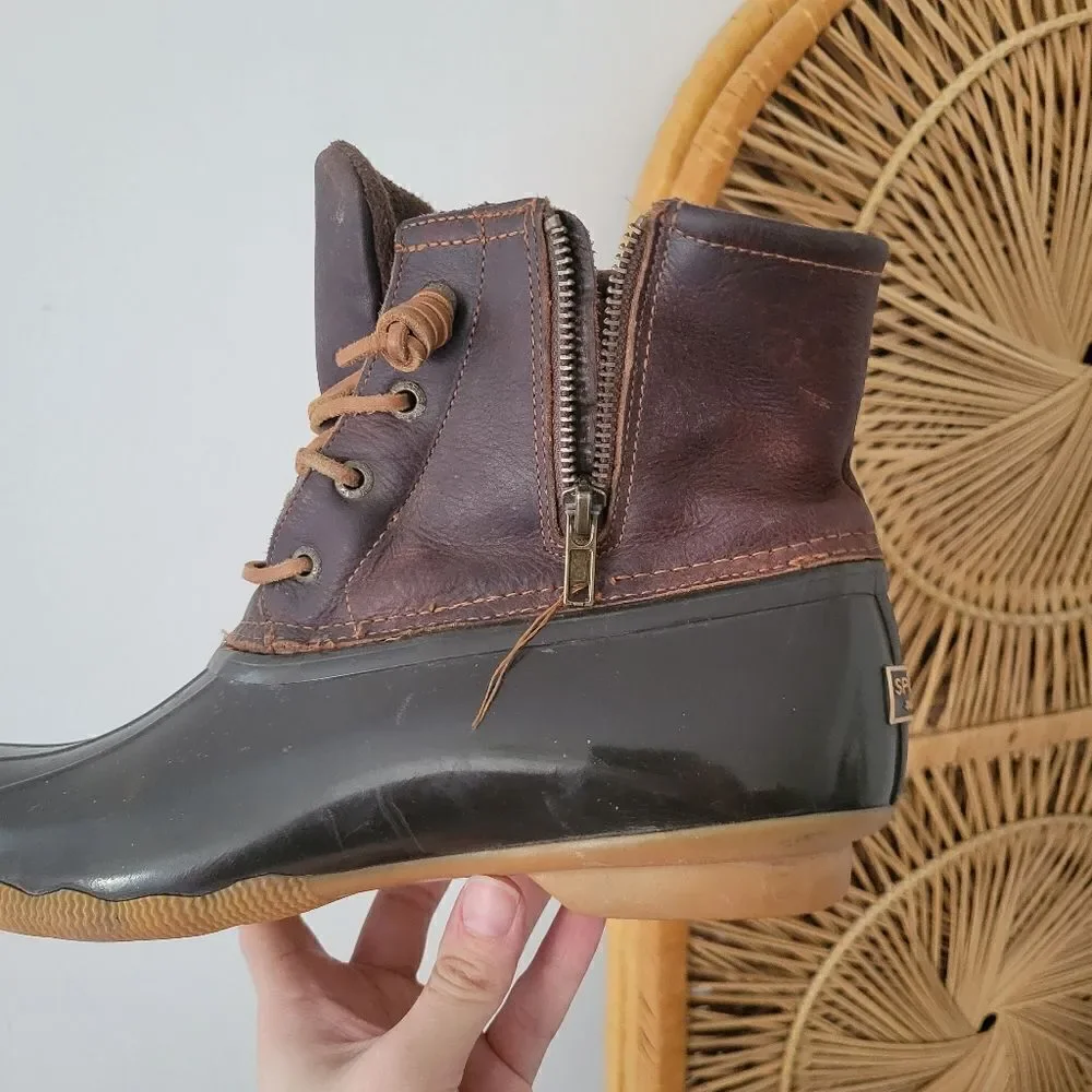 Sperry Topsider Saltwater Waterproof Leather Duck Boot Brown 10M